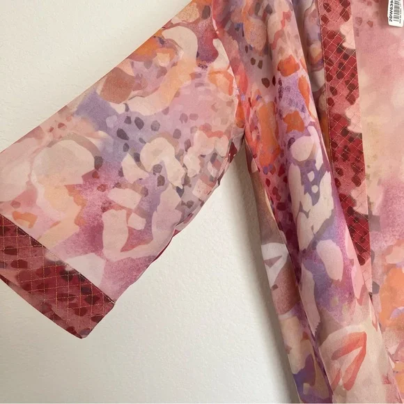 NWT Soft Surroundings Cool Cat Watercolor Kimono Size Small - Picture 5 of 12